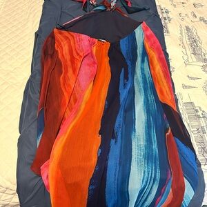 Zara Red and Blue Midi Dress